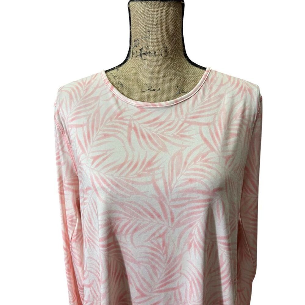 32 Degrees Women's Pink Palm Leaf Rash Guard Swim Top 2XL UPF 50+ - Picture 2 of 7